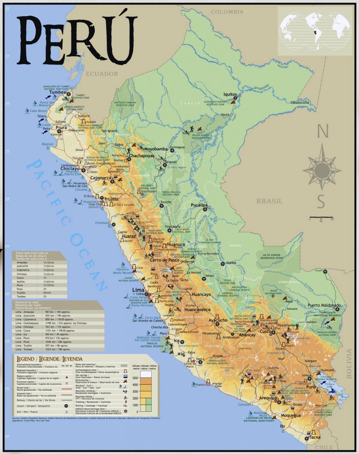 Peru atrakcije na karti