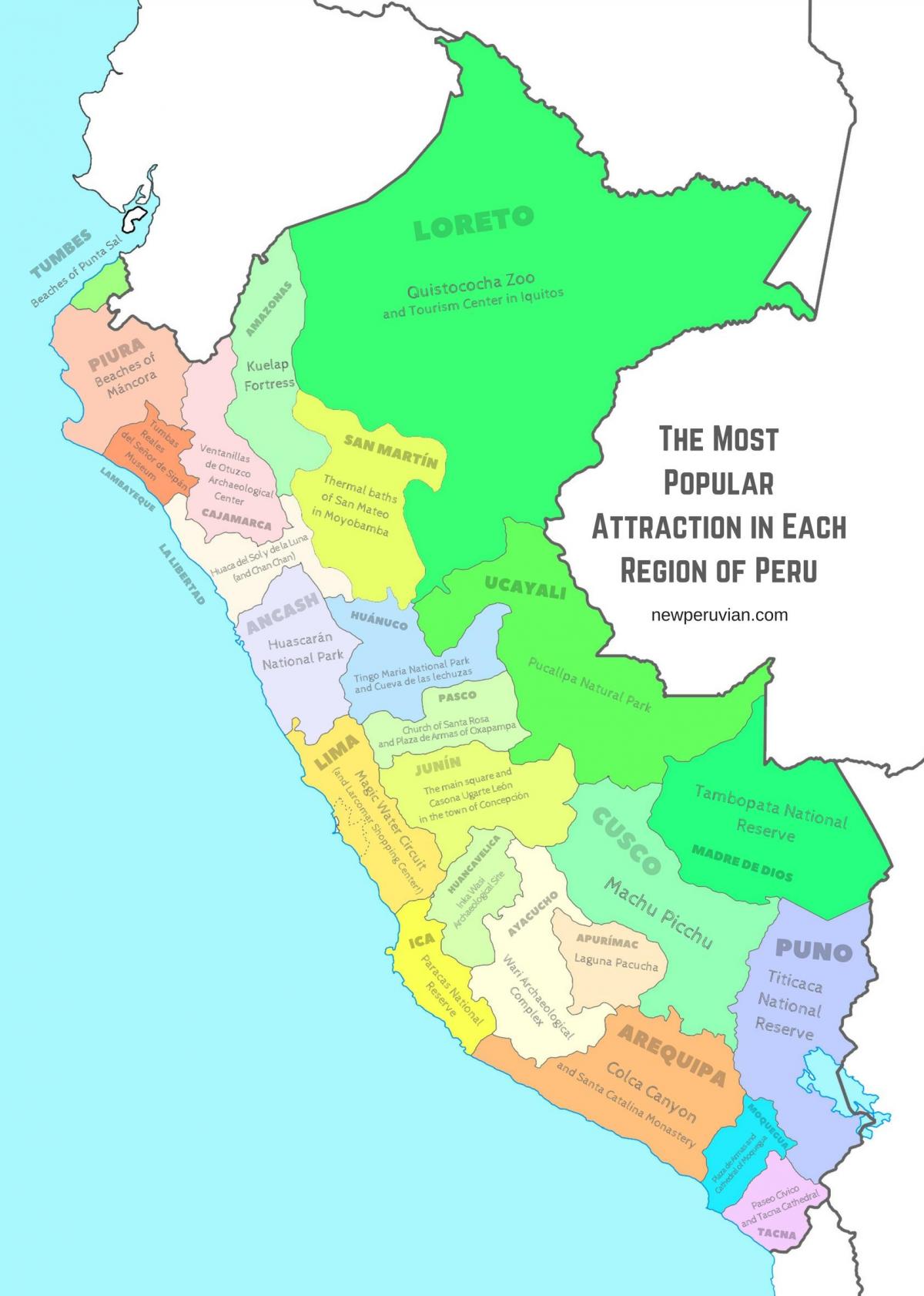 karta Peru znamenitosti