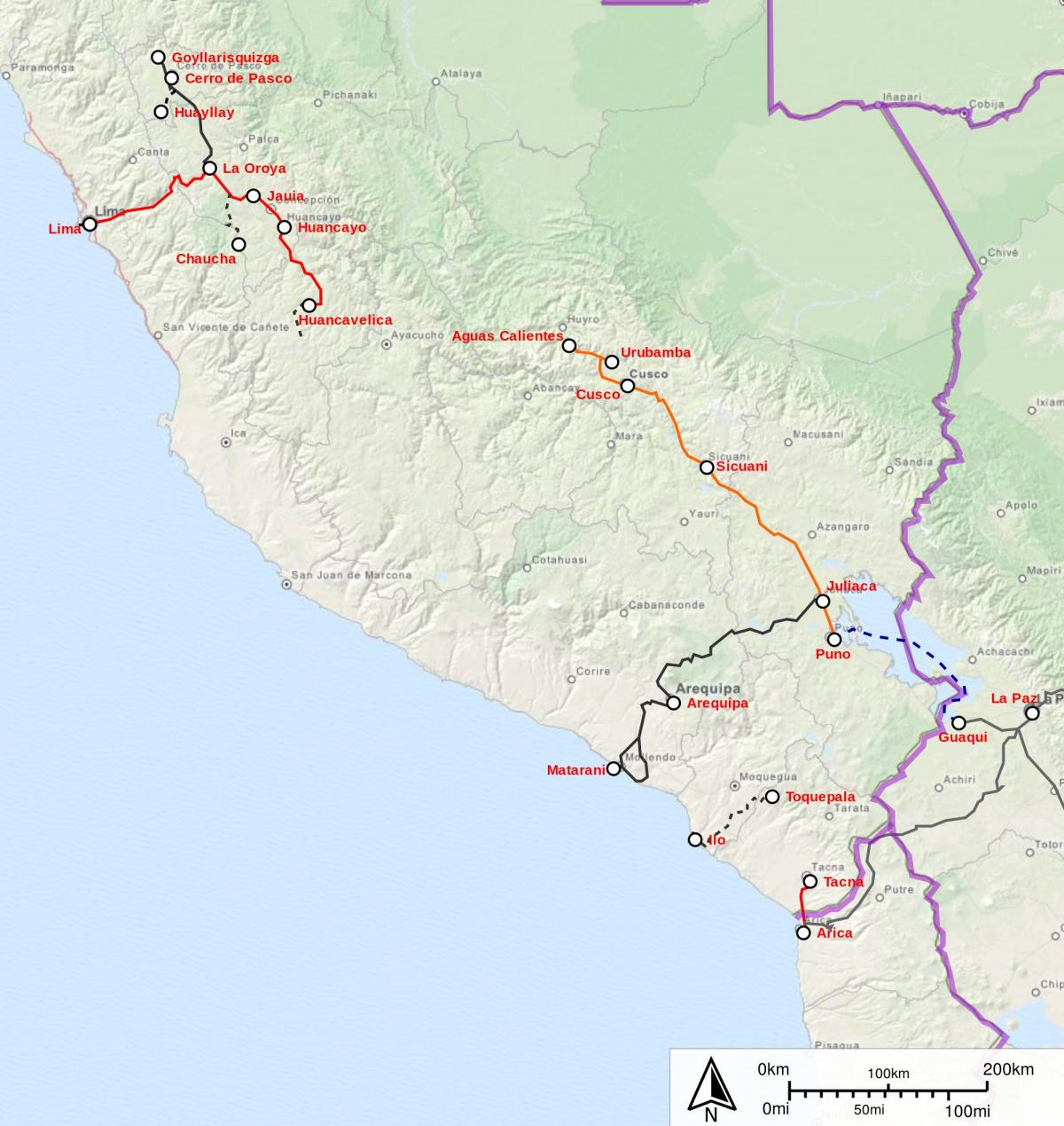 Peru vlakom na karti