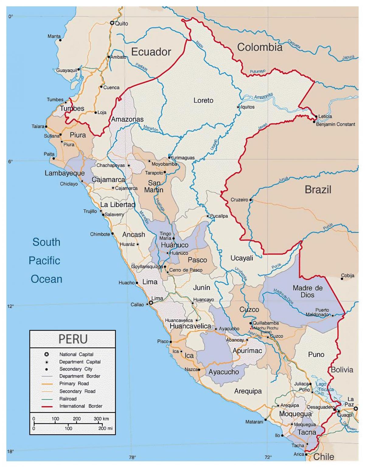 karta je detaljna karta Peru