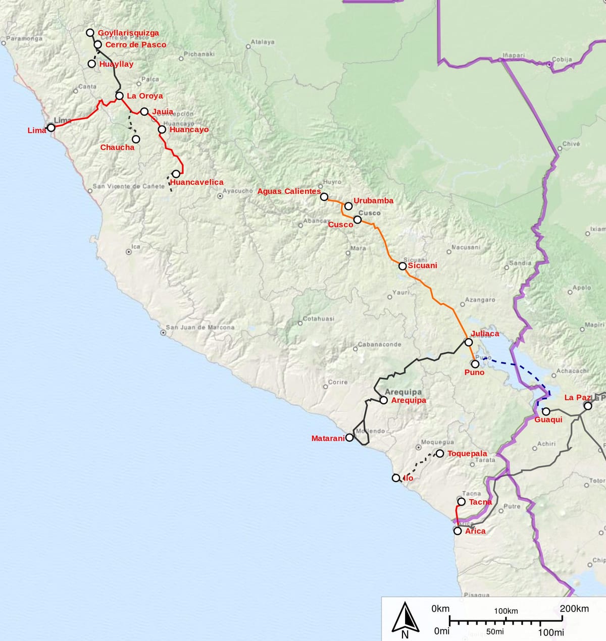 Peru vlakom na karti