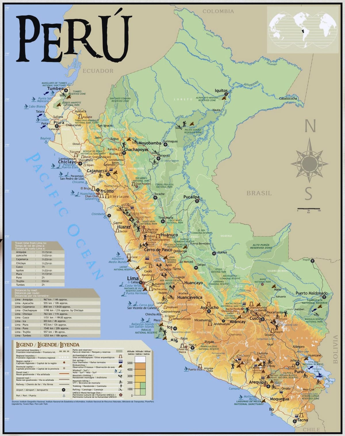 Peru atrakcije na karti