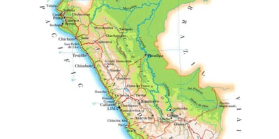 Karta fizička karta Peru