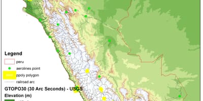 Karta Peru visini